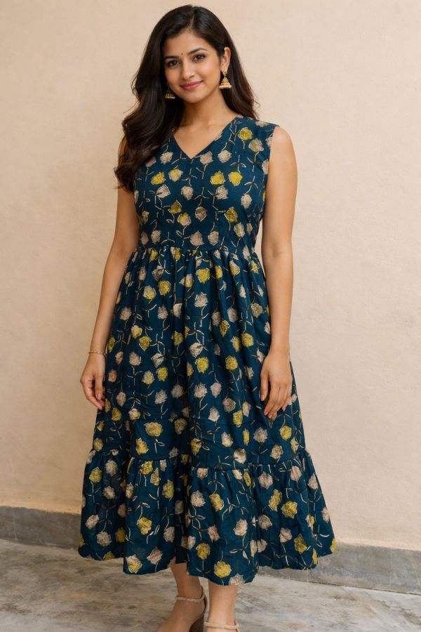 Green Frock Model top With Sleeves